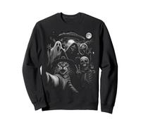 Halloween Divertido Gato Selfie pie Grande Esqueleto Fantasma Halloween Sudadera