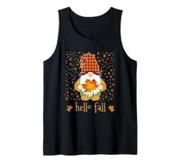 Halloween Divertido Lindo gnomo sosteniendo otoño Hoja de Arce otoño Camiseta sin Mangas
