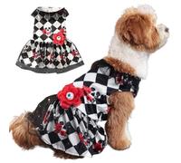 Halloween Dog Dresses - Skull Pattern Pet Lace Skirts with Eye Flower, Dog Dresses for Small Dogs | Dog Clothes for Small Medium Breeds, Cosplay Costume for Cosplay Halloween