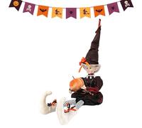 Halloween Dolls, Witch Decoration, Posable Sitting Figure, Bendable Limbs for Custom Display, Soft Fabric Outfit, Holiday Home Party Hallway Use, 15.5x31.5x29cm/6.1x12.4x11.42 Inches Multicolor