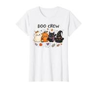 Halloween Doodles Boo Ghost Gato Negro Murciélago Calabaza Bruja Tripulación Camiseta gráfica económica, Mujer, Blanco, XS