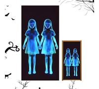 Halloween Door Cover, 180x90cm Twin Sisters Spooky Holiday Door Decoration | Festive Front Door Backdrop for Haunted House Party Entryway Home Apartment Living Room Bedroom