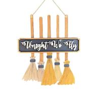 Halloween Door Sign, Hangable Flying Broom, 11.81x1.18x9.84 inches Decorative Wooden Wall Art, Rustic Witch Decor Accent, Weather Resistant Piece, Perfect for Window Porch Event Organizers Homeowners