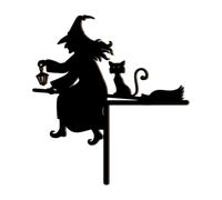 Halloween Door Topper, Wooden Witch Cat Decor, 7.87x7.2in Festive Wall Hanging Sign, Portable Lightweight Design, Easy Installation Feature for Living Room, Bedroom, Shop, Outdoor Events