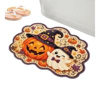 Halloween Doormat - Gothic Pumpkin Design | Non-Slip Washable Entry Rug,
