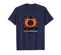 Halloween Embarazo Lil Monster Cargando Camiseta, Hombre, Azul Marino, L