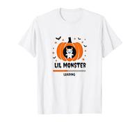 Halloween Embarazo Lil Monster Cargando Camiseta, Hombre, Blanco, S