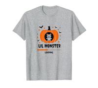 Halloween Embarazo Lil Monster Cargando Camiseta, Hombre, Gris Jaspeado, M