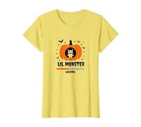 Halloween Embarazo Lil Monster Cargando Camiseta, Mujer, Limón, XS