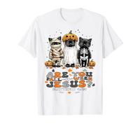 Halloween, ¿Eres Falloween, Jesús, Lindos Gatos Retro Cristianos? Camiseta gráfica económica, Hombre, Blanco, M