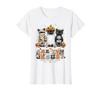 Halloween, ¿Eres Falloween, Jesús, Lindos Gatos Retro Cristianos? Camiseta gráfica económica, Mujer, Blanco, XS