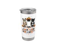 Halloween, ¿eres Falloween, Jesús, lindos gatos retro cristianos? Vaso térmico de acero inoxidable de doble pared