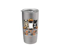 Halloween, ¿eres Falloween, Jesús, lindos gatos retro cristianos? Vaso térmico de acero inoxidable de doble pared