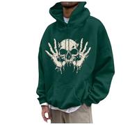 Halloween esqueleto impresión digital con capucha hombres Cos Casual Halloween Jersey hombres Sudaderas con capucha casual ImpressionSweater Sudaderas Sudadera para hombre, Dark Verde, XXXL