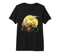 Halloween Esqueleto Montando Monster Truck Truco O Trato Miedo Camiseta Premium