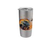Halloween Esqueleto Montando Monster Truck Truco O Trato Miedo Vaso térmico de acero inoxidable de doble pared