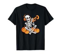 Halloween Esqueleto Trompeta Trompetista Camiseta