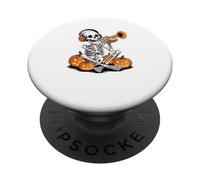 Halloween Esqueleto Trompeta Trompetista PopSockets PopGrip Adhesivo