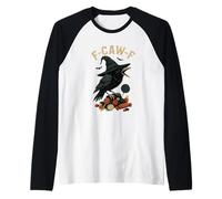 Halloween F Caw F Crow Mujeres F-Caw-F Negro Bird Witch Candy Camiseta Manga Raglan