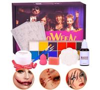 Halloween Face Paint, Face Painting Kit for Kids, Washable Safe Formula, Fake Blood Cosplay Paintings, Ideal to Festival, Party, Holiday, Birthday, Performance, 19.5x13.5x5.8cm