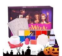 Halloween Face Paint, Kids Makeup Kit, Washable Cosplay Colors, 7.68x5.31x2.28 inches, Fake Blood Painting Set, Zombie Vampire Look, Festival Party Holiday Birthday Performance