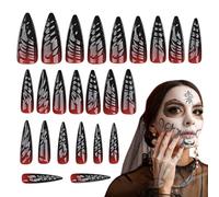 Halloween Fals Nails - Halloween Press On Naails | Uñas Artificiales De Miedo | Las Uñas Gradient Medium Stick Para Presentar A Su Esposa, Madre, Novia O Amigo