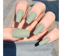 Halloween False Nails Black Press on Nails Matte Stick on Nails Artificial Fake Nails 24Pcs for Women and Girls (Color : Green, Size : 24 Count (Pack of 1))