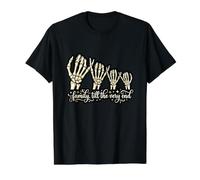 Halloween Familia hasta el Final Esqueleto Humorístico Camiseta gráfica económica, Hombre, Negro, M
