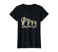 Halloween Familia hasta el Final Esqueleto Humorístico Camiseta gráfica económica, Mujer, Negro, XS