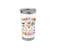 Halloween fantasma libro lectura escuela profesor truco o enseñar Vaso térmico de acero inoxidable de doble pared