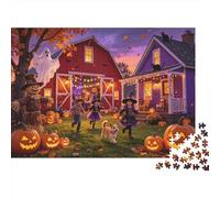 Halloween Farm Puzzle 1000 Piezas Papel Reciclado Jack-o'-Lantern Puzzle Juego Educativo Challenge Fun Family Game para Adultos and Desde 10 años 70x50cm/1000pcs