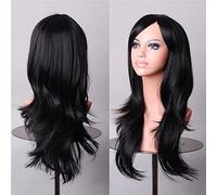 Halloween Fashion Christmas Party Dress Up Wig Cos Anime Wig 70Cm Long Curly Hair Cosplay Color Stage Headgear Color: Black K048-10