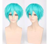 Halloween Fashion Christmas Party Dress Up Wig Cos Wig Juvenile Anti-Curled Short Hair Color Universal Men'S Wig Cosplay Anime Wig Color:Pl-002-4#浅绿
