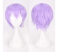 Halloween Fashion Christmas Party Dress Up Wig Cosplay Anime Wig Universal Color Harajuku Anti-Curled Men'S Short Hair Anti-Curled Style Color: K049-17 Light Purple