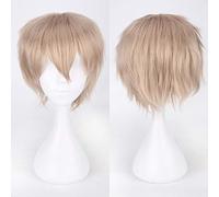 Halloween Fashion Christmas Party Dress Up Wig Cosplay Anime Wig Universal Color Harajuku Anti-Curled Men'S Short Hair Anti-Curled Style Color: K049-11 Dark Linen