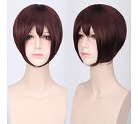 Halloween Fashion Christmas Party Dress Up Wig Cosplay Wig Multicolor Universal Face Short Hair Msn Black And White Short Hair Bobo Headgear Wig Color:K047-5 Dark Brown