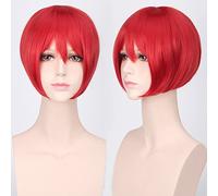 Halloween Fashion Christmas Party Dress Up Wig Cosplay Wig Multicolor Universal Face Short Hair Msn Black And White Short Hair Bobo Headgear Wig Color:K047-7 Big Red