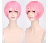 Halloween Fashion Christmas Party Dress Up Wig Cosplay Wig Multicolor Universal Face Short Hair Msn Black And White Short Hair Bobo Headgear Wig Color:K047-9 Pink