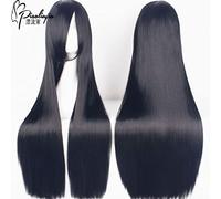 Halloween Fashion Christmas Party Dress Up Wig Cosplay Wig Unisex Black Long Hair 80Cm Yan Moai Anime Wig Long Straight Hair Universal Headgear Color: Zf150-1 (Black 700G) 150Cm
