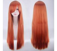 Halloween Fashion Christmas Party Dress Up Wig Cosplay Wig Universal 80Cm Color Long Straight Hair Style For Men And Women Universal Straight Hair Color:Zf80-016 Orange (Rose Net)