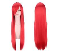 Halloween Fashion Christmas Party Dress Up Wig Cosplay Wig Universal 80Cm Color Long Straight Hair Style Men And Women Universal Straight Hair Color:Zf80-05 Big Red (Rose Net)