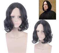 Halloween Fashion Christmas Party Dress Up Wig Professeur Severus Black Center Short Curly Hair Cos Wig