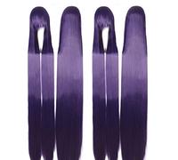 Halloween Fashion Fête de Noël Dress Up Perruque 150 cm de long Cheveux raides Épaississement 704G Style de costume universel Noir et blanc Argent Rouge Jaune Style Couleur : Zf150-8 (Violet 700G)