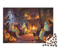 Halloween Fiesta Puzzle 1000 Piezas Papel Reciclado Castle Interior Puzzles Educativo Juego Challenge Divertido Juego Familiar para Adultos and Age 10 38x26cm/1000piezas