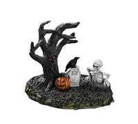 Halloween Figurines, Gothic Resin Statues, Tree Skull Pumpkin Crow Decor, 5.51x3.15x5.51 Inches, Spooky Ornament Set, Perfect for Indoor Table, Bookshelf, Mantle, Fireplace, Desk, Bedroom Display