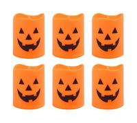 Halloween Flameless Candles, 6 Pieces LED Ghost Candle Set, Battery Operated Flickering Warm Light Gothic Decor for Fireplace Indoor Outdoor Haunted House Party Bedroom Tabletop Halloween Decorations