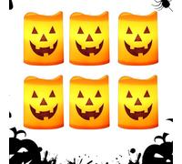 Halloween Flameless Candles, LED Ghost Lights, Decorative Set For Haunted House Display, Gothic Ambiance, Battery Operated Warm Glow Pieces To Illuminate Indoor Outdoor Fireplace Party Scene