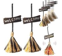 Halloween Floating Broom,Dancing Witch Broomstick with Motion Sensor Spooky Sounds,Moving Floating Broom Halloween Prop with Lights,Animated Witch's Broomstick for House Party Decorations (2)