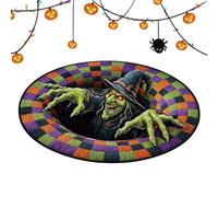 Halloween Floor Mat | Optical Illusion Round Non-Slip, Halloween Area Rug