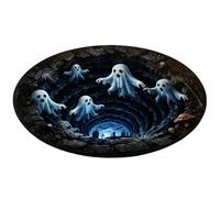 Halloween Floor Mat - Polyester Optical Illusion Rug 60x60cm Spooky Decor